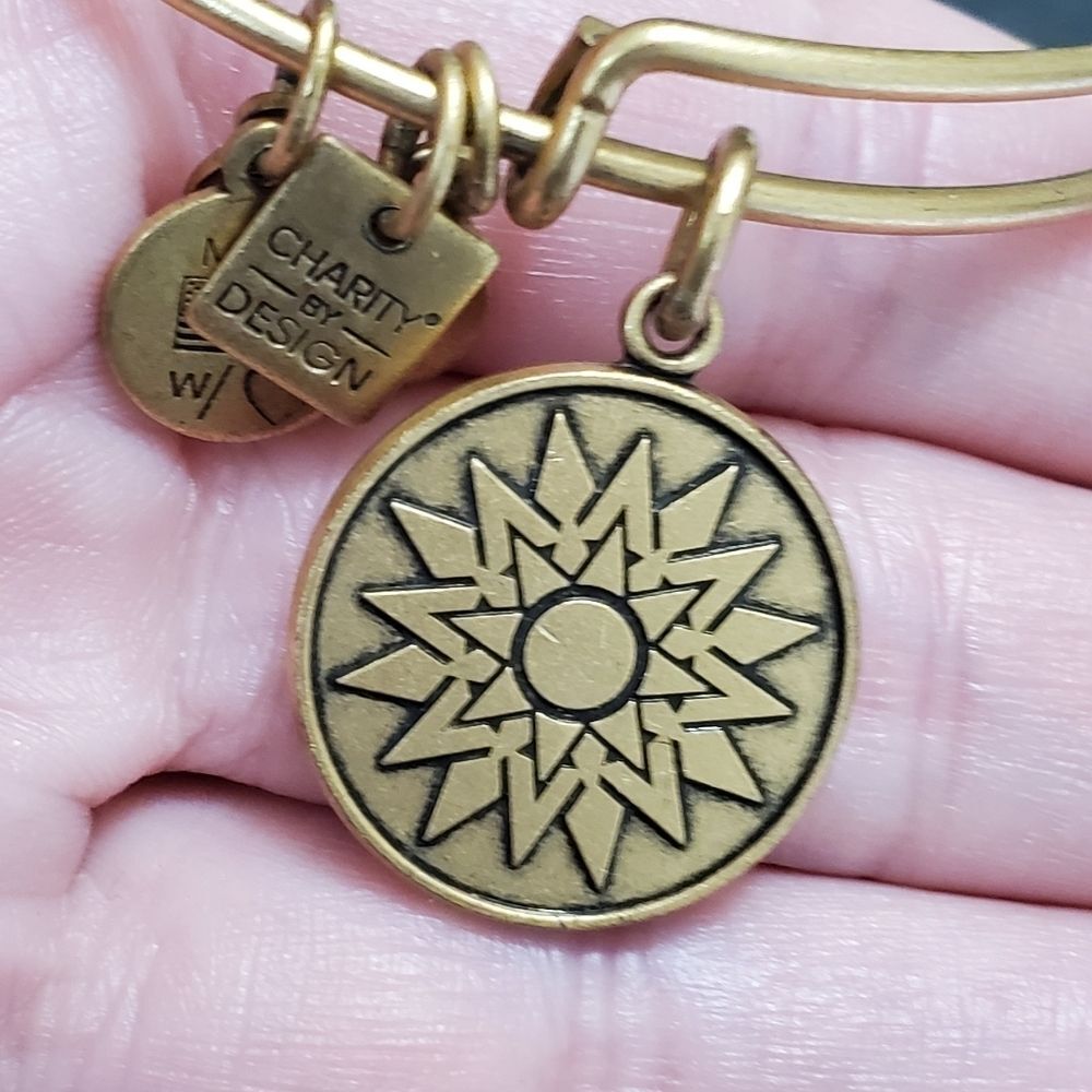 Gold tone Alex & Ani energy bangle bracelet 7.25"